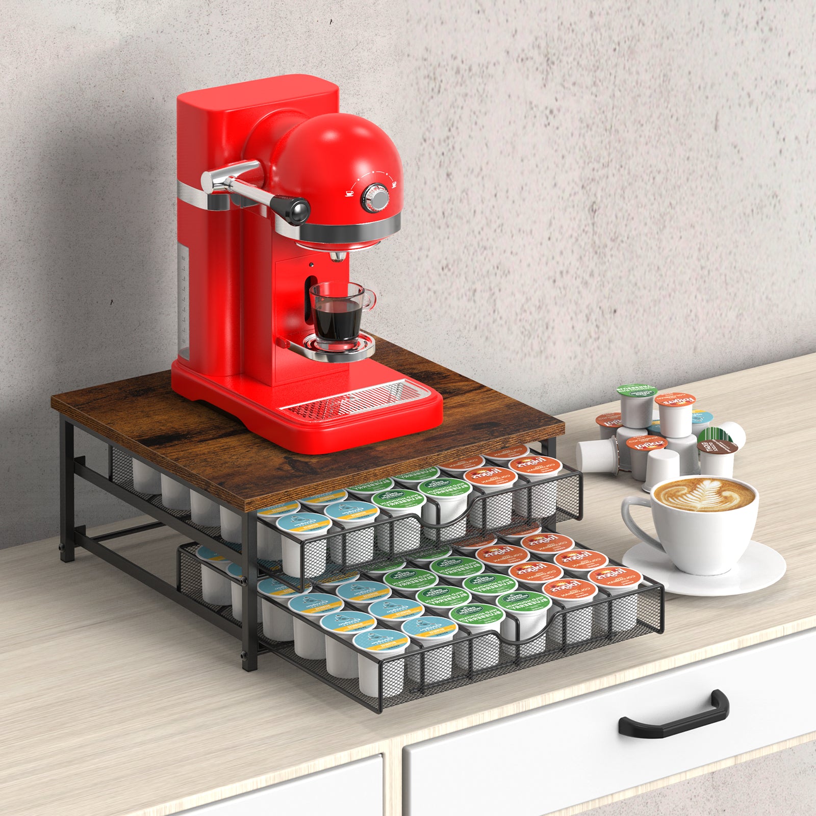 Urban Brew 72-Pod Coffee Drawer | Dual-Layer Sliding Organizer for K-Cups