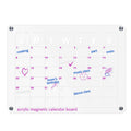 Acrylic Magnetic Dry Erase Board - Adhesive Calendar Planner Boards for Fridge and Wall, Includes 6 Magnetic Markers (3 Colors), Pen Holder, Clean Cloth, and Self-Adhesive Wall Hooks