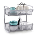 Silver 2 Tier Mesh Storage Rack Countertop Organizer, Double Basket Kitchen Bathroom Desktop Storage Shelf