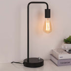 Industrial Table Lamp with Marble Base and Metal Frame Classic Modern Black Bedside Table Lamp for Office Study Dorm Room, Bedroom and Kids Room (bulb not included).