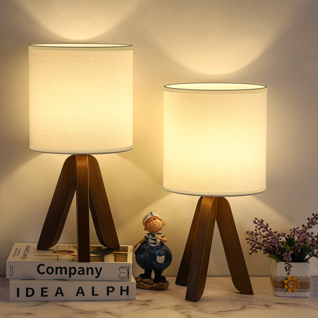 Pair of Modern Tripod Nightstand Lamps for Bedrooms and Nurseries - Stylish Dual Bedside Lighting Set