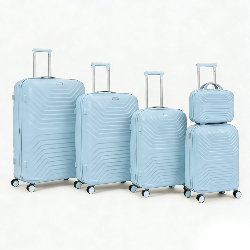 5-Piece PP Luggage Set with Spinner Wheels - 14 20 24 28 32 Inch Expandable Anti-Scratch Hard Shell with Adjustable Handle and TSA Lock for Travel