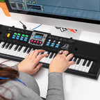 61-Key Portable Electronic Keyboard Piano for Beginners, Multi-Function Digital Music Keyboard with Microphone, Teaching Modes & Demo Songs