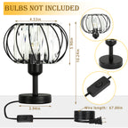 Set of 2 Elegant Crystal Nightstand Lamps, Modern Small Black Metal Base Desk Lighting for Bedroom, Living Room, and Office Reading
