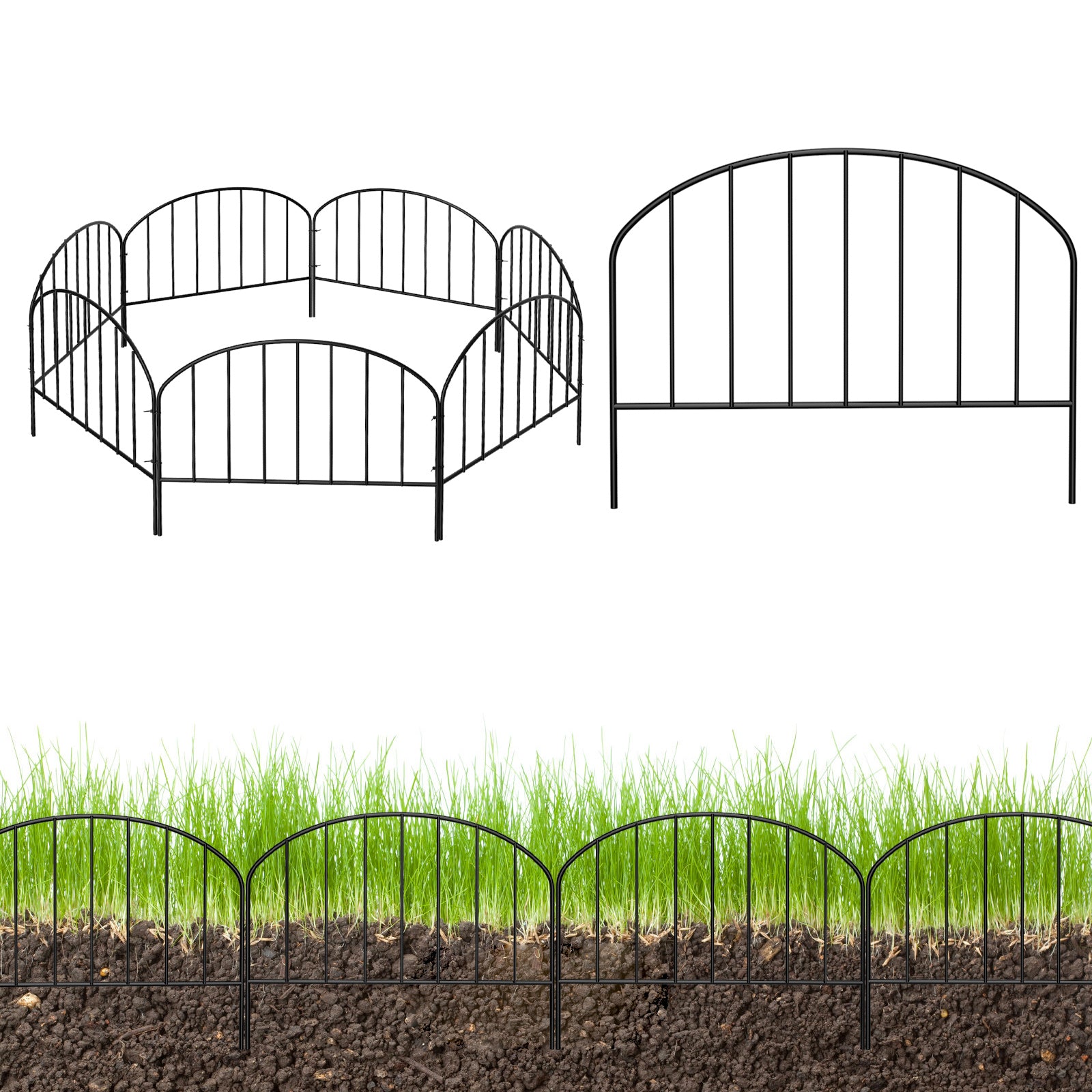 9. 5ft Decorative Garden Fence Panels No Dig Fencing, Rustproof Animal Barrier Boarder, Metal Wire Panel Border for Landscape Patio Yard Outdoor Decor