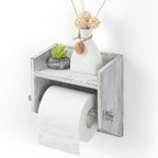 Rustic Wall-Mounted Wooden Toilet Tissue Dispenser with Integrated Display Ledge for Washrooms and Kitchens