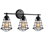 3 Lights Bathroom Vanity Lights, Industrial Black Wall Lights with Metal Lampshade, Farmhouse Vanity Lights for Bathroom, Kitchen, Living Room