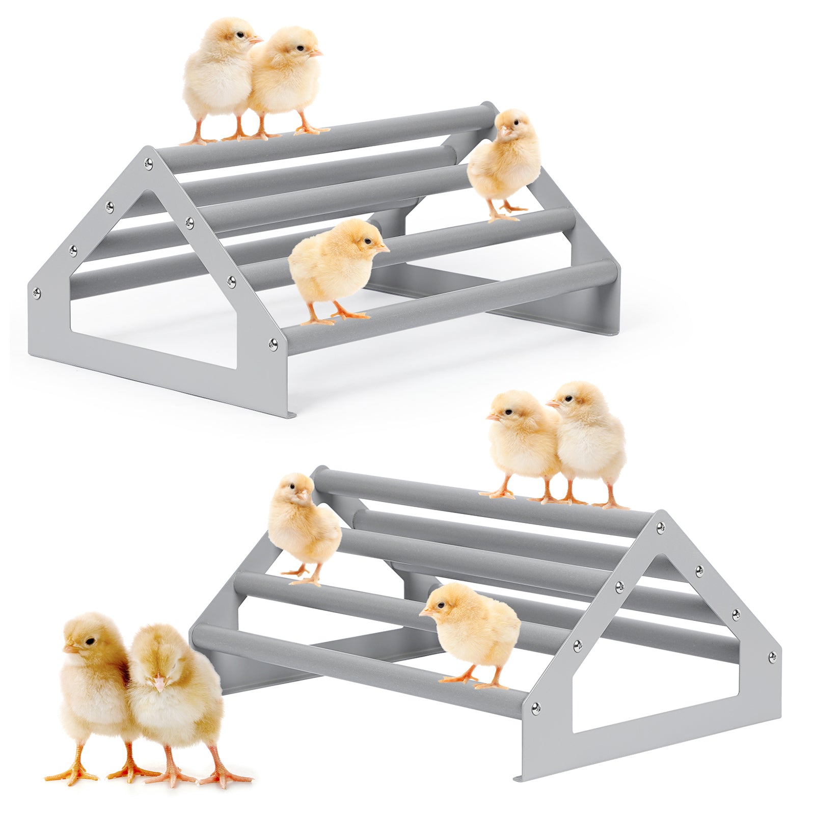 Set of 2 Poultry Roosting Bars for Brooder and Coop, Large Chicken Jungle Gym and Perch Stand for Baby Chicks, Easy to Clean Training Toys for Indoor and Outdoor Use