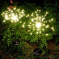 2 Pack Solar Firework Lights - 120 LED Outdoor Garden Decorative Pathway Lights w/ 8 Modes, Warm White
