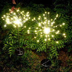 2 Pack Solar Firework Lights - 120 LED Outdoor Garden Decorative Pathway Lights w/ 8 Modes, Warm White