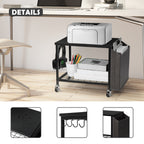 Under-Desk Printer Stand with Storage Bag - Desktop Fax/Scanner Shelf with Side Hooks and Adjustable Feet