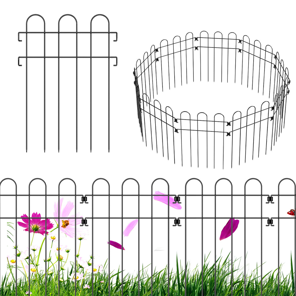 10/20/30 Pack Decorative Garden Fence, 16.5in H Rustproof Metal Wire Animal Barrier for Dogs & Rabbits, Border Fence for Landscaping