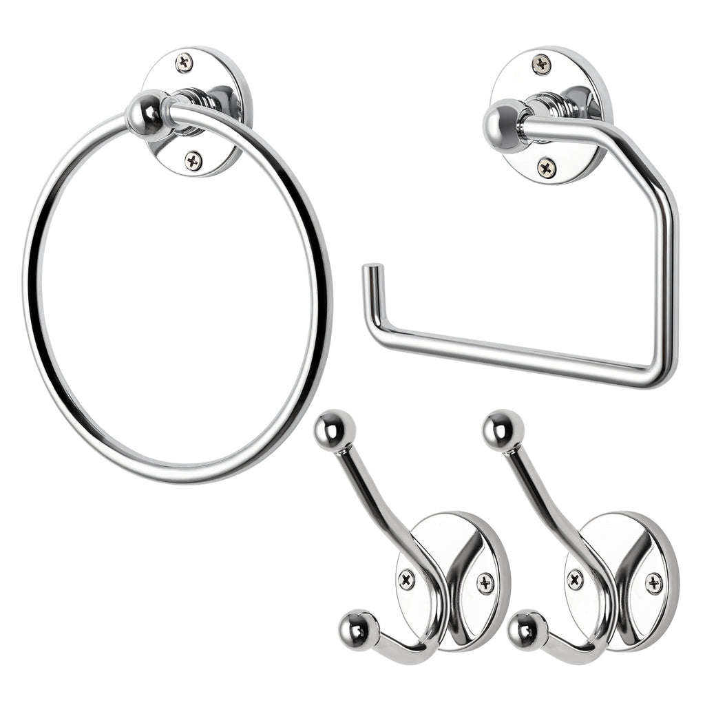 4PCS Wall Mounted Black Toilet Tissue Paper Holder Towel Ring and Hooks for Bathroom Accessories Toilet Roll Paper Hanger