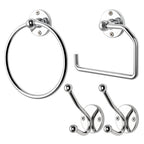 4PCS Wall Mounted Black Toilet Tissue Paper Holder Towel Ring and Hooks for Bathroom Accessories Toilet Roll Paper Hanger