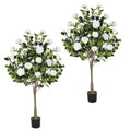 47” Artificial Camellia Tree with White Flowers 2 Pack