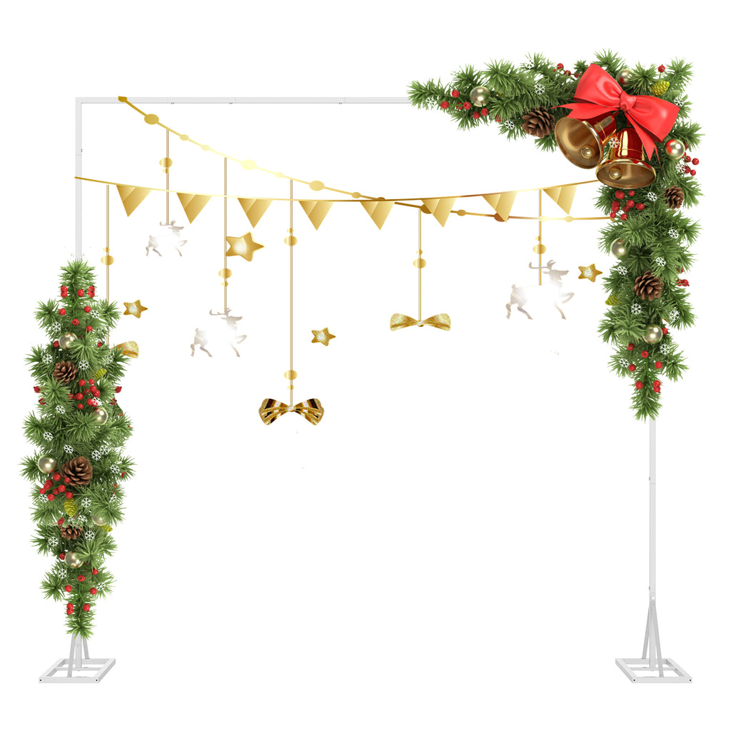 Door Square Tube Garland Wedding Arch, 6.6 ft x 6.6 ft Wedding Arch Background Bracket, Balloon Arch Background Bracket, For Ceremony Party Background Decoration, White.