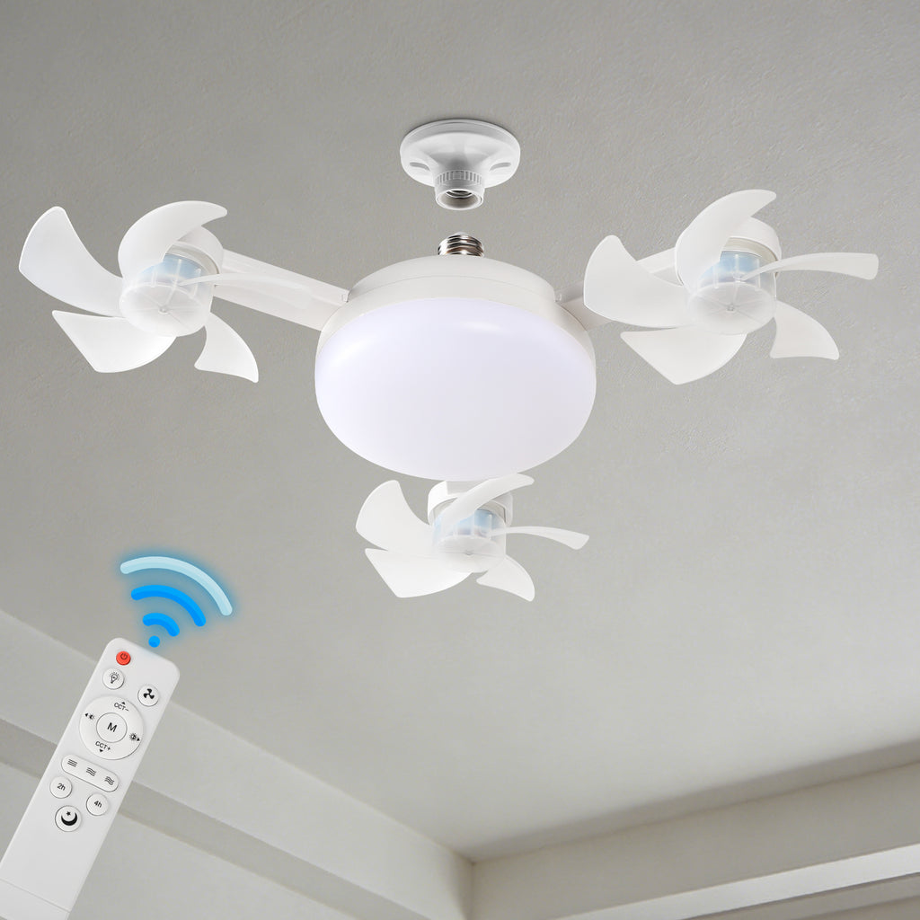 2-in-1 Foldable Ceiling Fan Light with Remote, Dimmable 3 Color Temperature & 3-Speed Airflow, Modern LED Fan Lamp for Bedroom, Living Room, Kitchen, Bathroom, Easy Install, Space-Saving Design for All Seasons