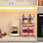 2pcs Stackable Soda Can Organizer for Refrigerator - Metal Pull-Out Shelf, Space-Saving Fridge Storage Rack for Canned Food, Kitchen Countertops & Cabinets, Black, Soda Can Holder, Utility Racks