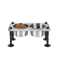 Pet Rice Bowl with 2 Stainless Steel Bowls and Non-Slip Feet Removable Wooden Pet Feeder with Drinking and Feeding Station for Cats and Dogs, Gray