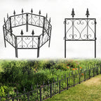 7 Pcs Easy Assembly Rustproof Fence Panels for Yard Lawn, Decorative Metal Outdoor Fences and Borders, Total 23. 5in(H) x 8. 8ft(L) Garden Fencing Animal Barrier, for Dogs, Flower Bed, Patio, Square