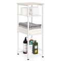 4-Tier Metal Towel and Storage Rack, Freestanding Small Shelf Unit for Bathroom and Living Room, White Finish