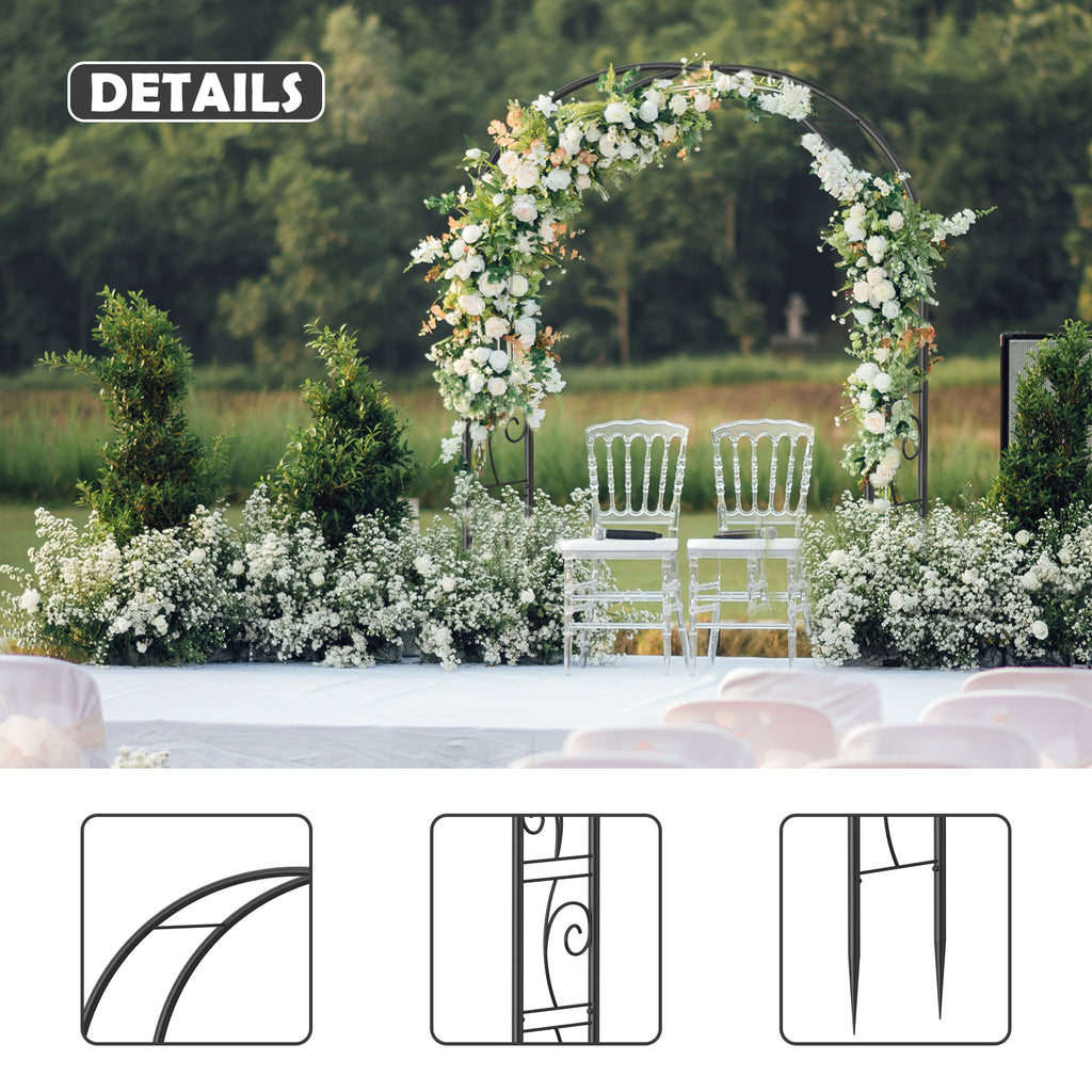 7FT Classic Round Garden Arch Trellis - Steel Frame Arbor for Vines - Decorative Pergola for Patio, Lawn & Backyard