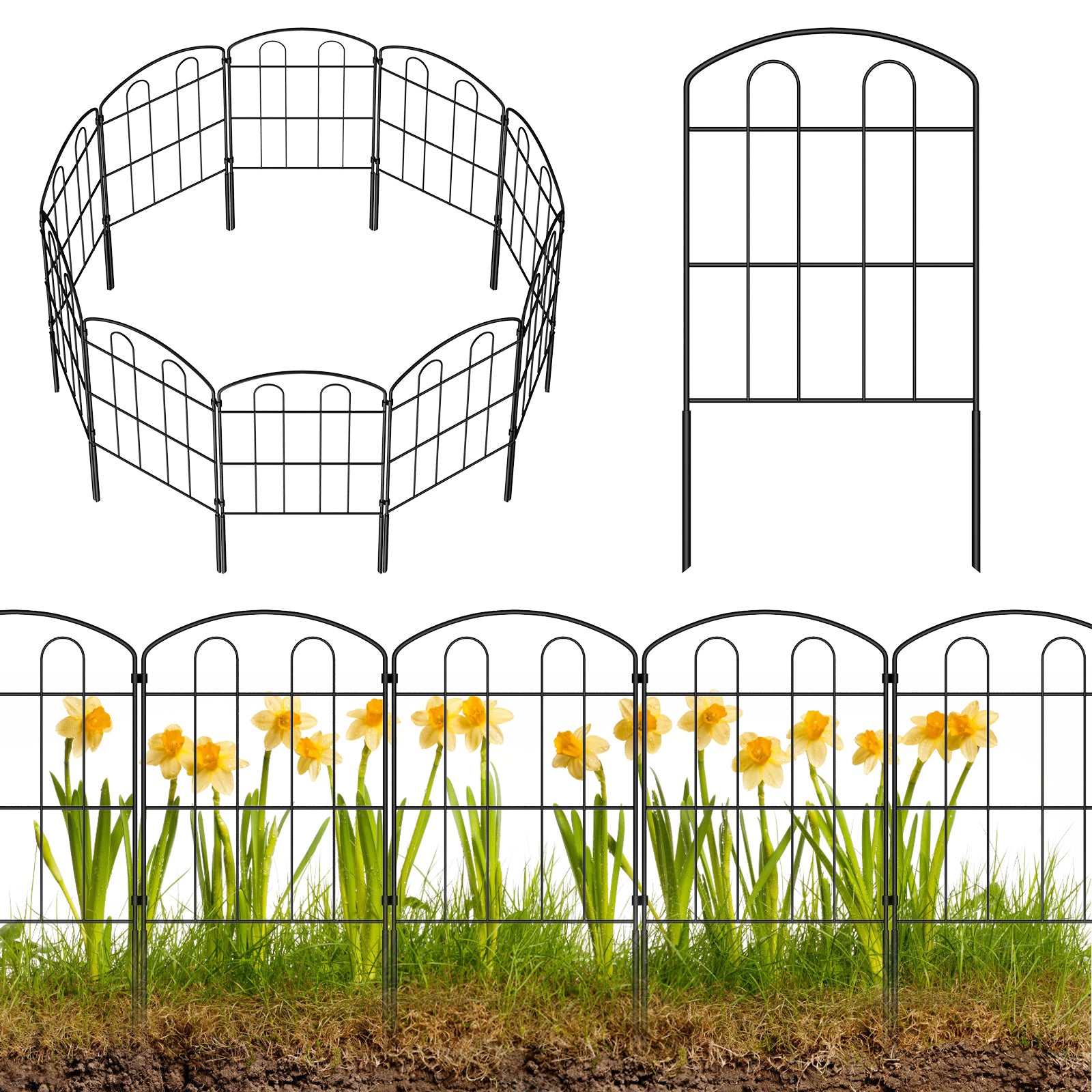 Decorative Garden Fence - Metal Rustproof Wire Border Sections