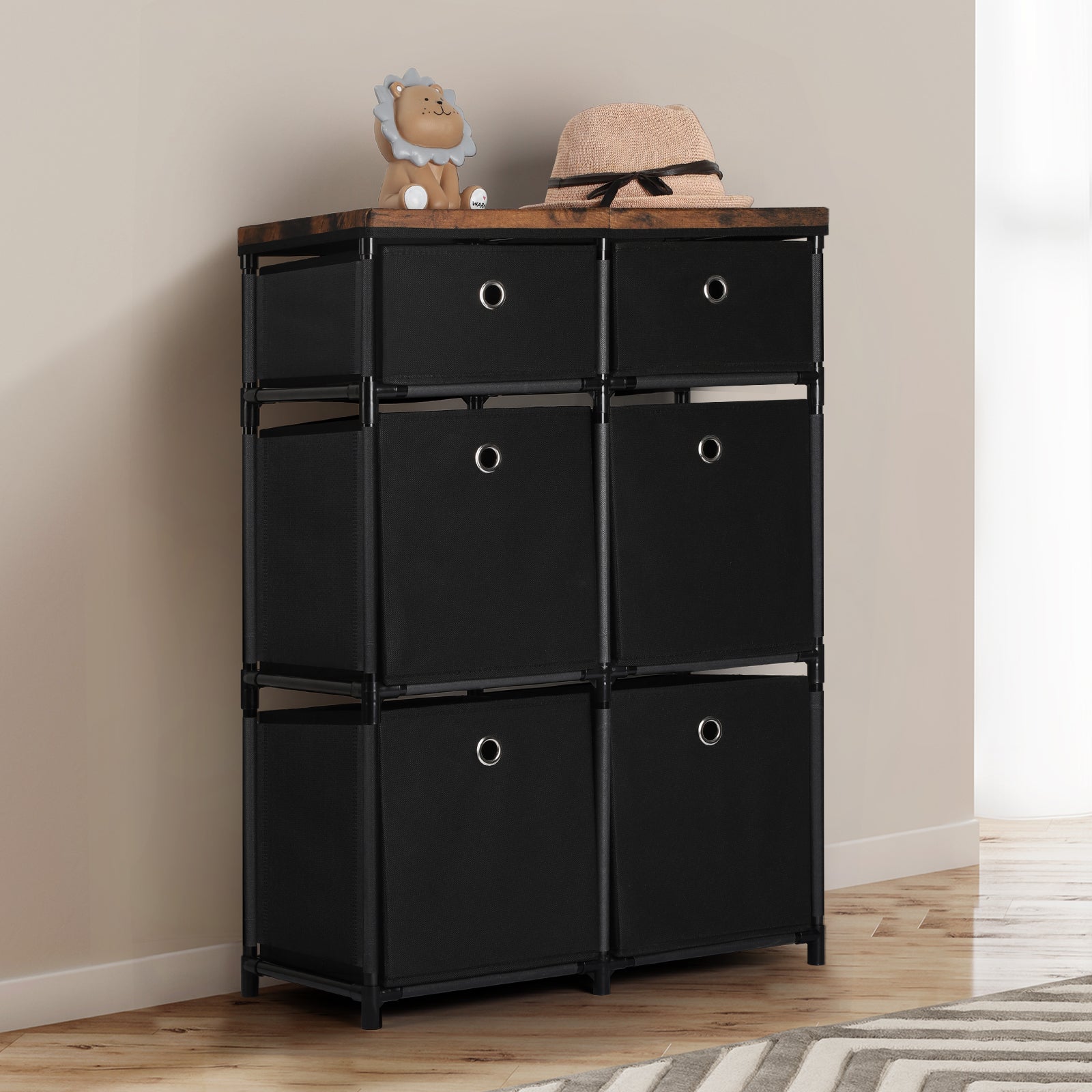 9-Drawer Fabric Storage Chest in Grey, Multi-Functional Cube Organizer and Bedroom Dresser