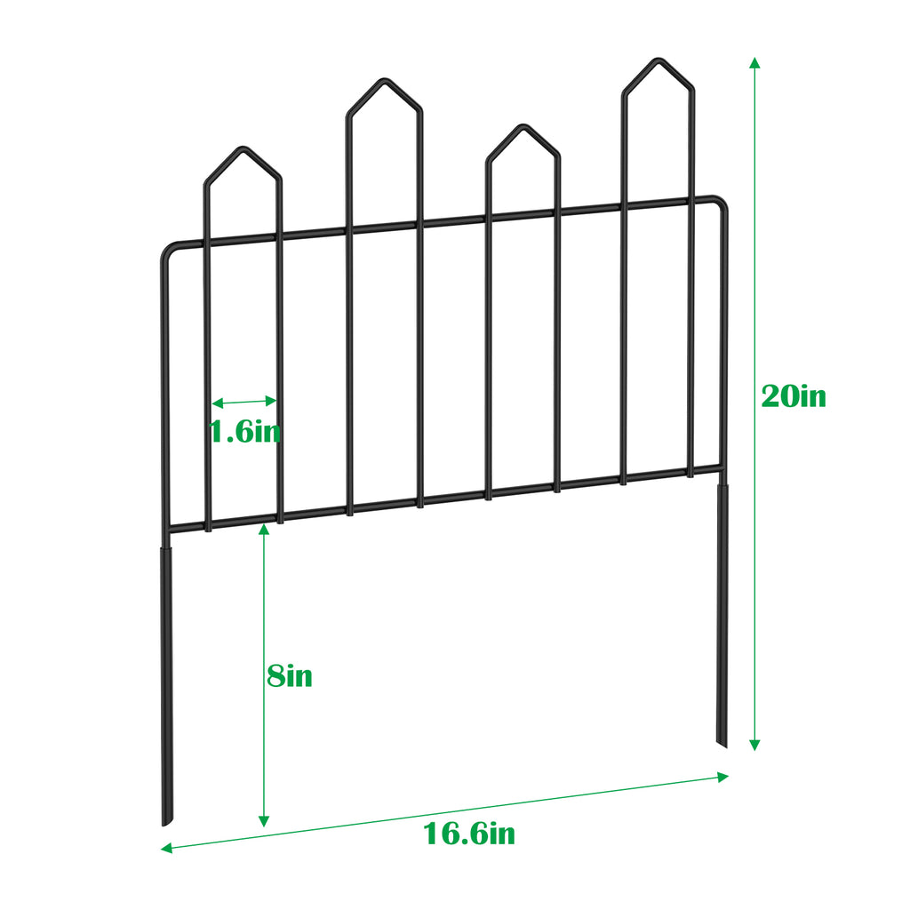 7-Pack Decorative Arched Garden Fence, Black Metal Wire Border Fence for Landscaping & Pets