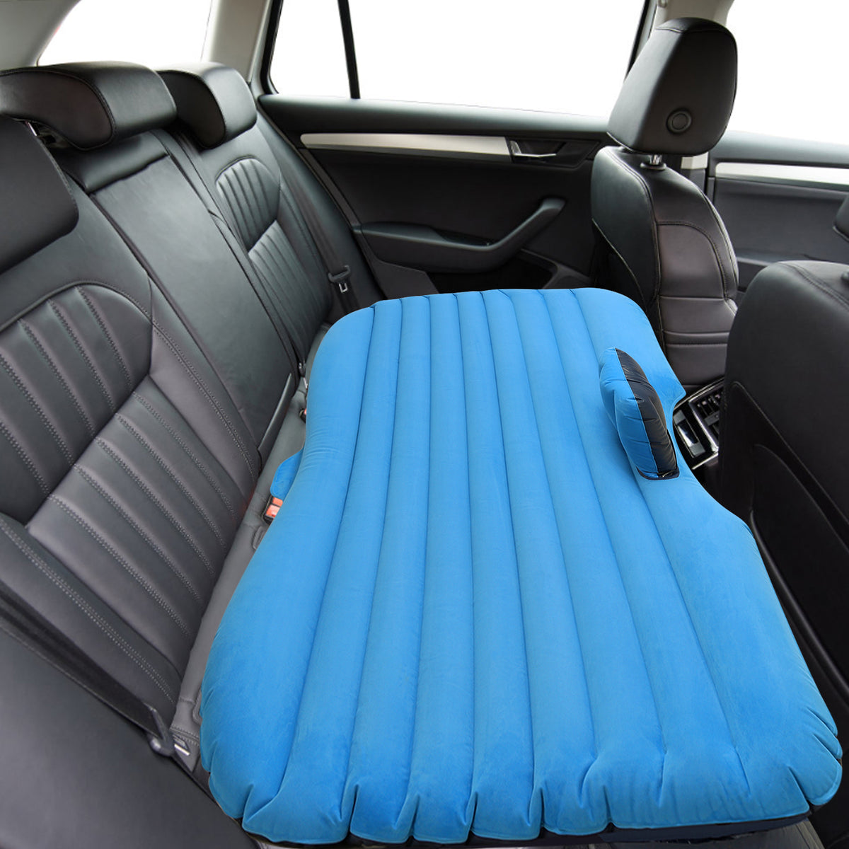 Inflatable Car Air Mattress - Portable Camping Bed for Back Seat - Universal SUV Travel Bed with 2 Pillows & Foot Pier Support