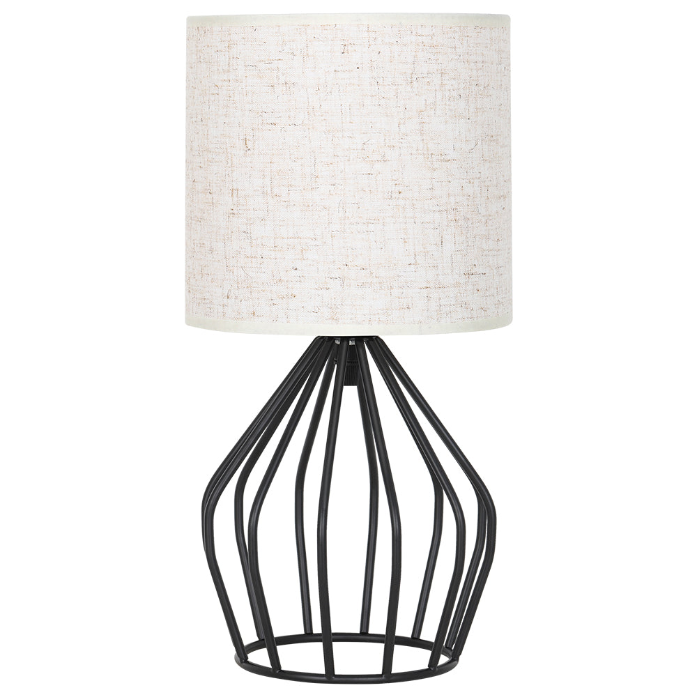 Aura Cage Bedside Lamp | Modern Minimalist Accent Light with Linen Shade