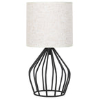 Aura Cage Bedside Lamp | Modern Minimalist Accent Light with Linen Shade