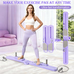 Multi-Functional Pilates Board, Adjustable Split Exercise Machine with Handlebar, Resistance Bands, Non-Slip Fitness Equipment for Legs, Pelvic Floor & Full Body Workout, Purple