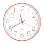 12 Inch Rose Gold Silent Wall Clock - Modern Minimalist Non-Ticking Clock for Living Room, Bedroom, Kitchen, Battery Operated, Large Easy-to-Read Display