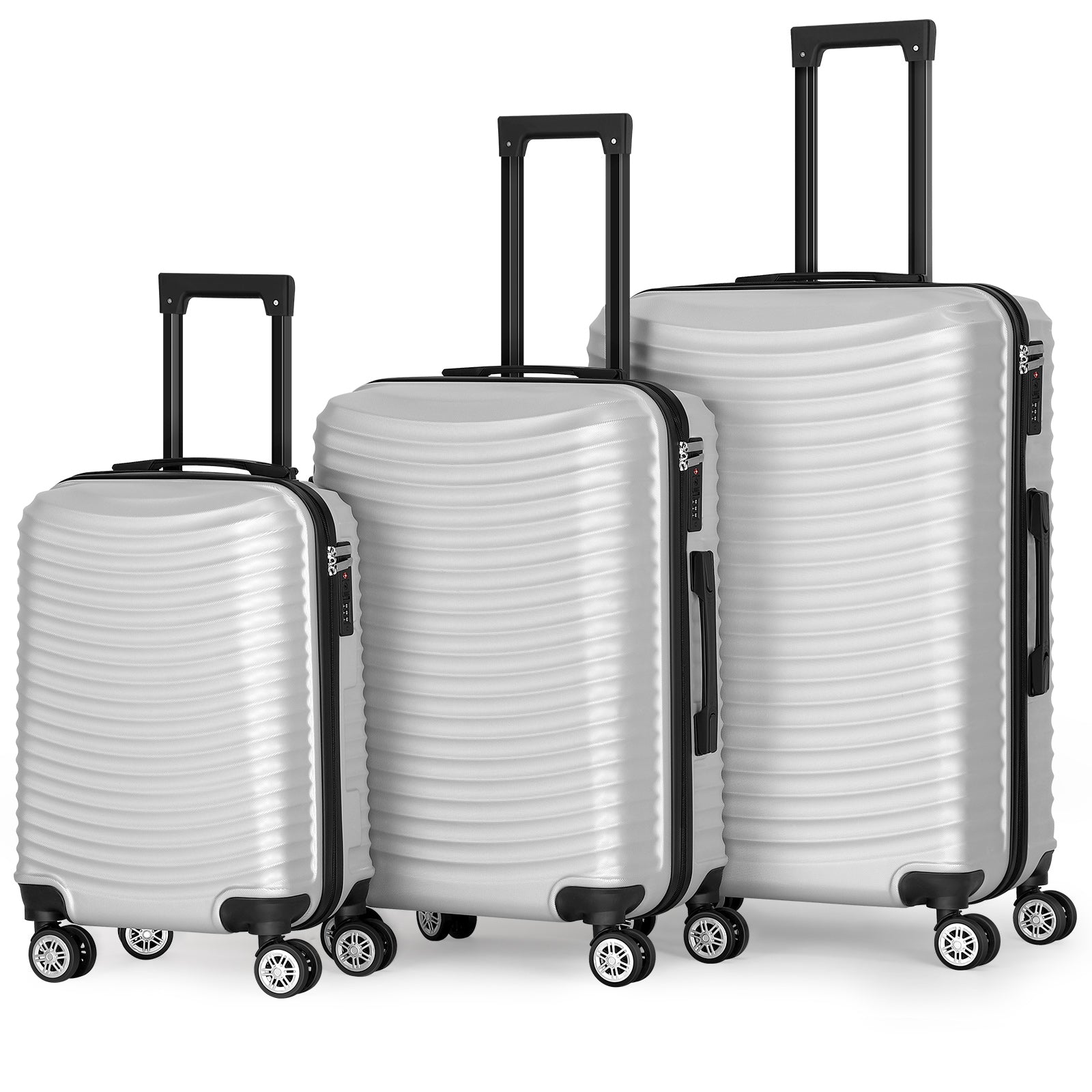 3 pcs Suitcase Set Multi-color Available, Large Capacity Portable ABS Luggage with Spinner Wheels and Combination Lock, Lightweight Luggage Set for Outdoor Travel and Business Trip