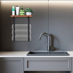 Wall Mounted Bathroom Towel Rack with Wooden Shelf - Metal Holder for Rolled Bath Towels in RVs & Small Spaces