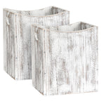 5.3 Gallon Rectangular Wooden Waste Bin with Integrated Handles, Farmhouse Style Rustic White Trash Container for Home and Office Use