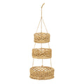 1 piece of 3-layer fruit hanging basket, vegetable storage, natural woven storage basket, seaweed wicker basket storage rack, used for kitchen and living room storage
