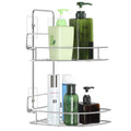 2-Tier Adhesive Stainless Steel Wall-Mounted Shower Organizer for Bathroom and Kitchen Storage