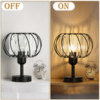 Set of 2 Elegant Crystal Nightstand Lamps, Modern Small Black Metal Base Desk Lighting for Bedroom, Living Room, and Office Reading