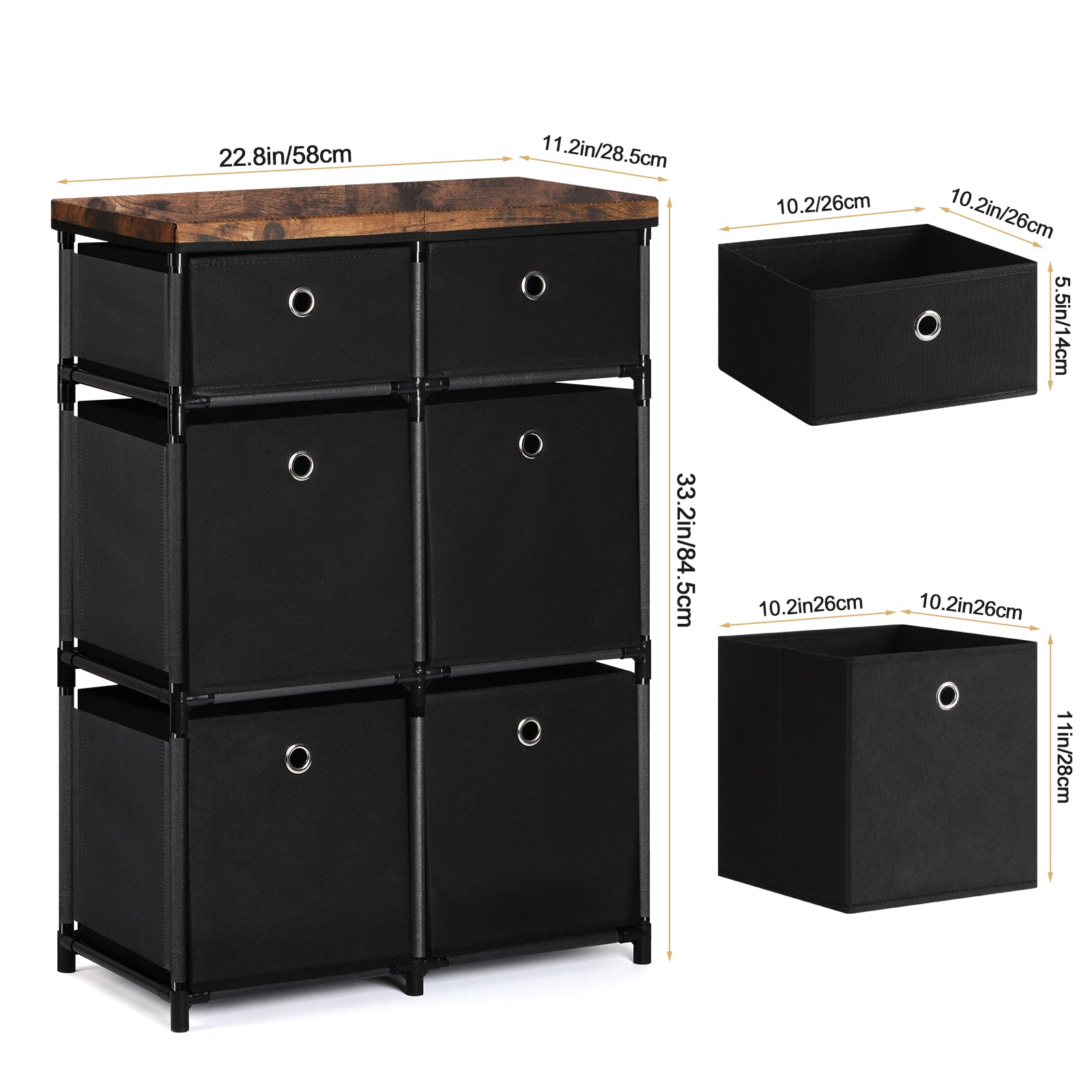 9-Drawer Fabric Storage Chest in Grey, Multi-Functional Cube Organizer and Bedroom Dresser