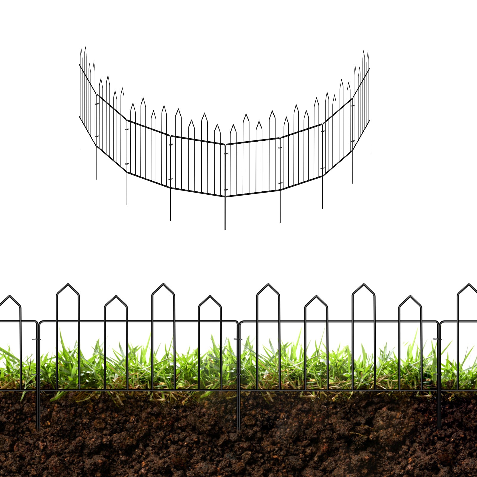 7/18 Pack Decorative Garden Fence 16.9in (H), Rustproof Landscape Wrought Iron Metal Wire Border Animal Barrier for Dog, No Dig Fencing, Flower Bed Edging for Yard Patio Outdoor Decor