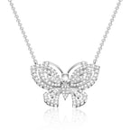 18K White Gold Plated Adjustable Crystal Butterfly Necklace
