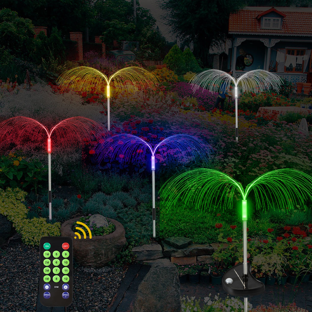 4 Pack Solar Garden Lights Outdoor RGB Solar Pathway Jellyfish Light Xmas Decor