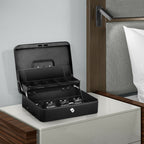 SecureVault Pro Double-Layer Cash Box | Large Portable Money Safe with Key Lock & Coin Tray