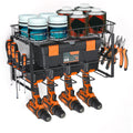 Garage Workshop Wall Tool Organizer, Rustproof Metal Drill Storage Rack, Multi-Purpose Hand & Power Tool Hanging Shelf