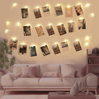 7.5Ft Photo Clip String Lights with 50 LED Clips - Battery & USB Powered Fairy Lights for Bedroom Wall Decor