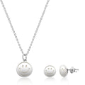 White Plated Happy Face Jewelry Set Featuring Necklace and Earrings, Stylish Summer Gift for Women and Teen Girls