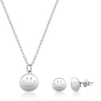 White Plated Happy Face Jewelry Set Featuring Necklace and Earrings, Stylish Summer Gift for Women and Teen Girls