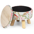 Round Storage Ottoman w/ Reversible Tray Lid - Upholstered Footrest Pouf for Living Room/Dorm, Red